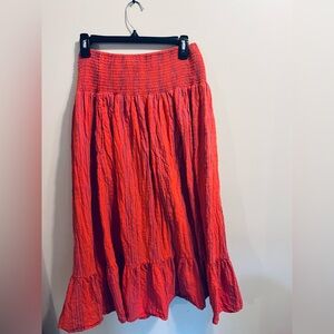Universal Thread Boho Smocked Waist Midi Skirt w Pockets Pull On Ruffle Flowy L